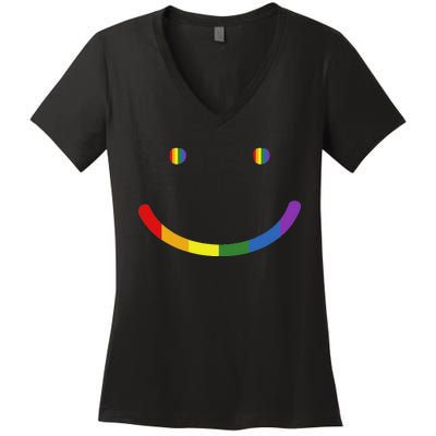 G.A.Y Pride Equality Lgbtq Smile Women's V-Neck T-Shirt