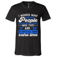 Grammar Police English Writing Teacher Apostrophe  V-Neck T-Shirt