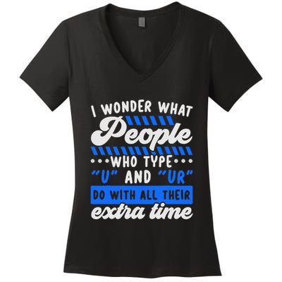 Grammar Police English Writing Teacher Apostrophe  Women's V-Neck T-Shirt