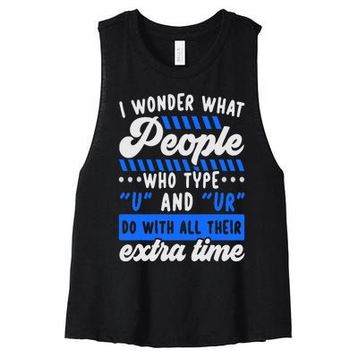 Grammar Police English Writing Teacher Apostrophe Women's Racerback Cropped Tank