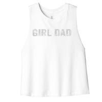 GirlDad Proud Father of Fathers Day Vintage Women's Racerback Cropped Tank