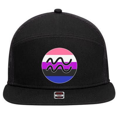 Genderfluid Pride Flag Aquarius Horoscope Zodiac Sign Gift 7 Panel Mesh Trucker Snapback Hat