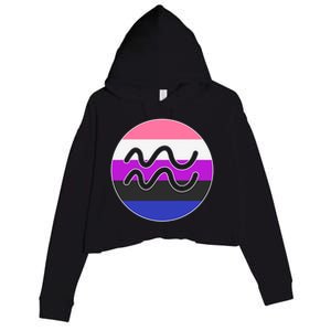 Genderfluid Pride Flag Aquarius Horoscope Zodiac Sign Gift Crop Fleece Hoodie