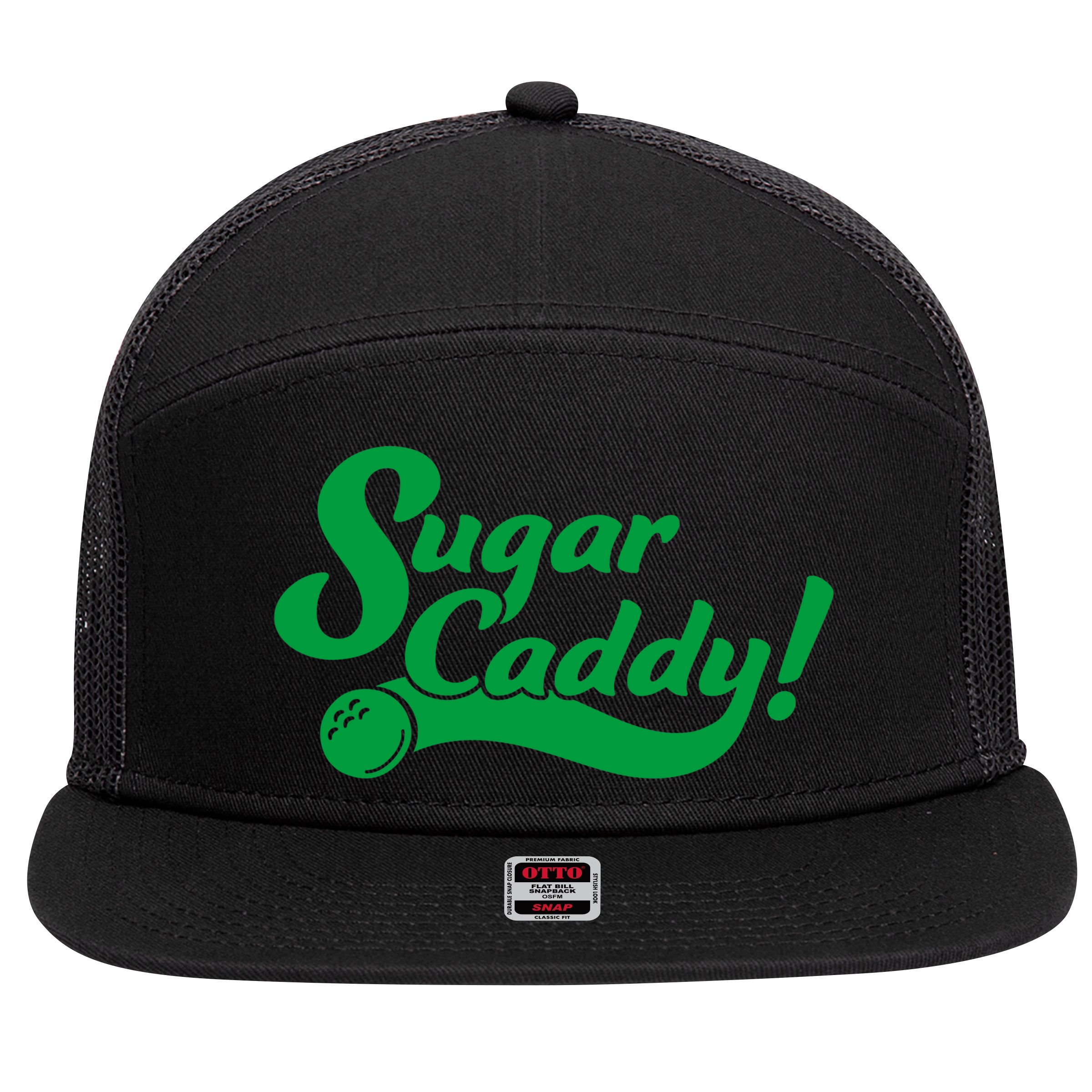 Golf Player Funny Caddy Costume Sugar Caddy Golf Tournament 7 Panel Mesh Trucker Snapback Hat