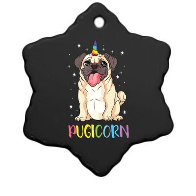 Girl Pugicorn Funny Pug Lover Unicorn Pug Owner Ceramic Star Ornament