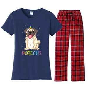 Girl Pugicorn Funny Pug Lover Unicorn Pug Owner Women's Flannel Pajama Set