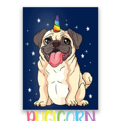 Girl Pugicorn Funny Pug Lover Unicorn Pug Owner Poster