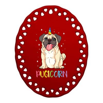 Girl Pugicorn Funny Pug Lover Unicorn Pug Owner Ceramic Oval Ornament