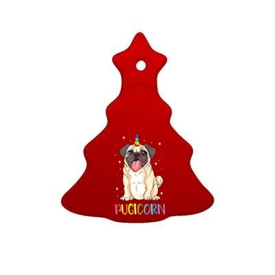 Girl Pugicorn Funny Pug Lover Unicorn Pug Owner Ceramic Tree Ornament