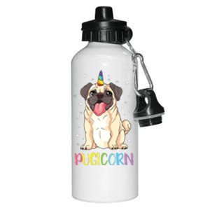 Girl Pugicorn Funny Pug Lover Unicorn Pug Owner Aluminum Water Bottle 