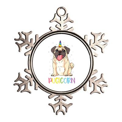 Girl Pugicorn Funny Pug Lover Unicorn Pug Owner Metallic Star Ornament