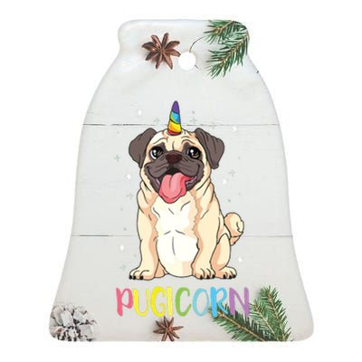 Girl Pugicorn Funny Pug Lover Unicorn Pug Owner Ceramic Bell Ornament