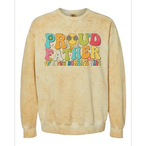 Groovy Proud Father Dumbass Retro Fathers Day Colorblast Crewneck Sweatshirt