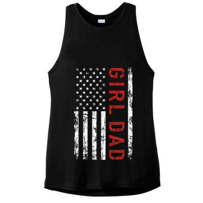 GirlDad Proud Father of Fathers Day Vintage Ladies PosiCharge Tri-Blend Wicking Tank