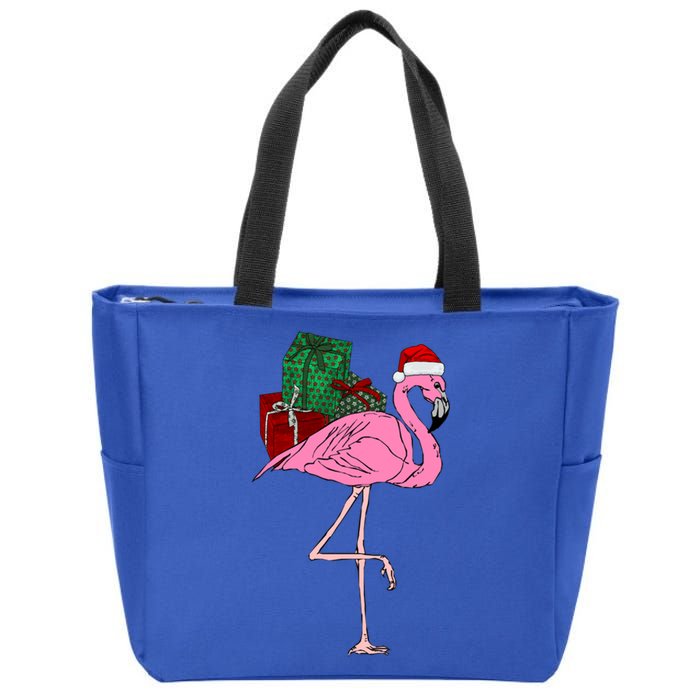 Greater Pink Flamingo Christmasn Xmas Santa Phoenicopteridae Gift Zip Tote Bag