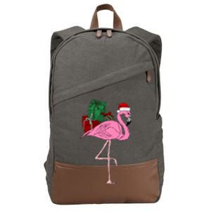 Greater Pink Flamingo Christmasn Xmas Santa Phoenicopteridae Gift Cotton Canvas Backpack