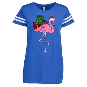 Greater Pink Flamingo Christmasn Xmas Santa Phoenicopteridae Gift Enza Ladies Jersey Football T-Shirt