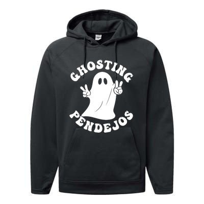 Ghosting Pendejos Funny Mexican Ghost Halloween Meme Performance Fleece Hoodie