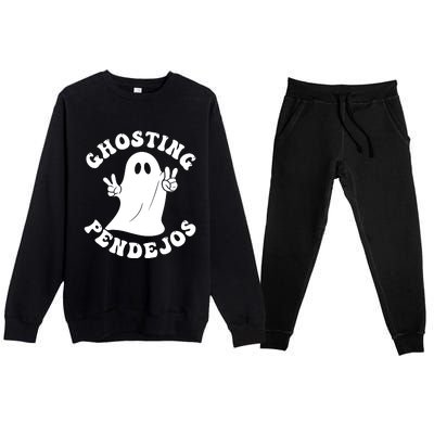 Ghosting Pendejos Funny Mexican Ghost Halloween Meme Premium Crewneck Sweatsuit Set