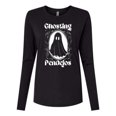 Ghosting Pendejos Funny Mexican Ghost Halloween Meme Womens Cotton Relaxed Long Sleeve T-Shirt