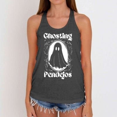 Ghosting Pendejos Funny Mexican Ghost Halloween Meme Women's Knotted Racerback Tank