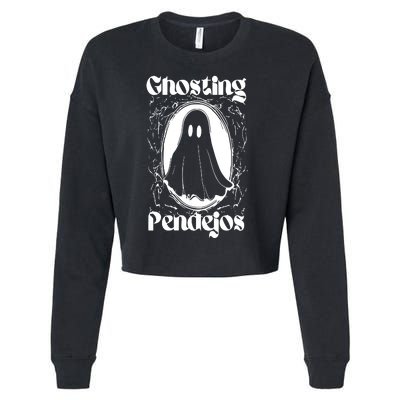 Ghosting Pendejos Funny Mexican Ghost Halloween Meme Cropped Pullover Crew