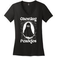 Ghosting Pendejos Funny Mexican Ghost Halloween Meme Women's V-Neck T-Shirt