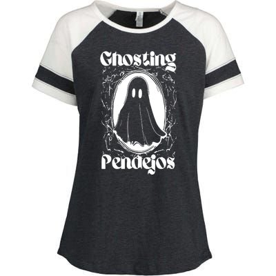 Ghosting Pendejos Funny Mexican Ghost Halloween Meme Enza Ladies Jersey Colorblock Tee