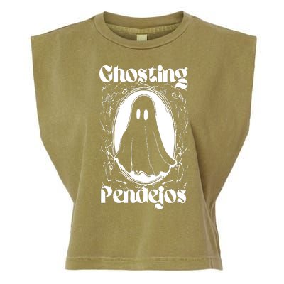 Ghosting Pendejos Funny Mexican Ghost Halloween Meme Garment-Dyed Women's Muscle Tee