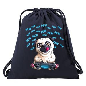 Gamer Pug Funny Video Gaming Pugs Gift Drawstring Bag