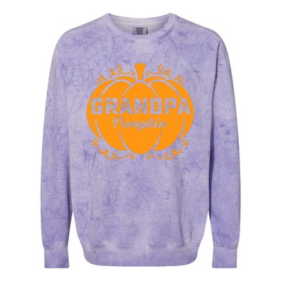 Grandpa Pumpkin Funny Halloween Family Costume Thanksgiving Colorblast Crewneck Sweatshirt