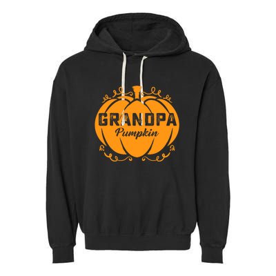 Grandpa Pumpkin Funny Halloween Family Costume Thanksgiving Garment-Dyed Fleece Hoodie