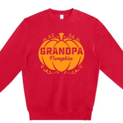 Grandpa Pumpkin Funny Halloween Family Costume Thanksgiving Premium Crewneck Sweatshirt