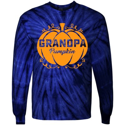 Grandpa Pumpkin Funny Halloween Family Costume Thanksgiving Tie-Dye Long Sleeve Shirt