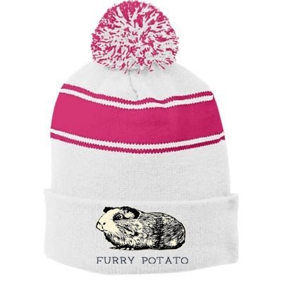 Guinea Pig Furry Potato Vintage Guinea Pig Stripe Pom Pom Beanie