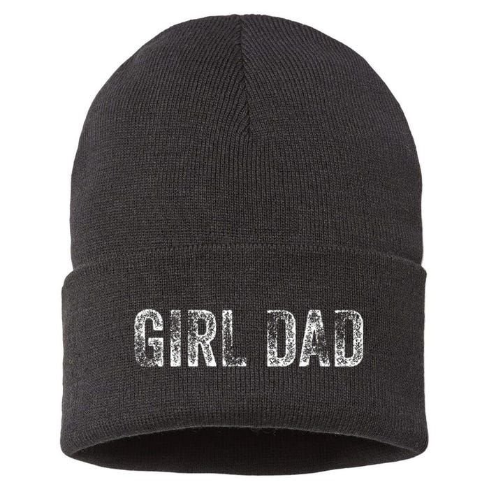 GirlDad Proud Father of Fathers Day Vintage Sustainable Knit Beanie