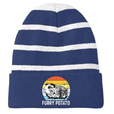 Guinea Pig Furry Potato Vintage Guinea Pig Striped Beanie with Solid Band