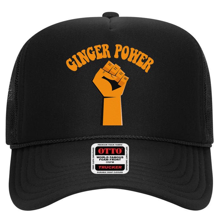 Ginger Power Funny Redhead Fist In The Air High Crown Mesh Back Trucker Hat