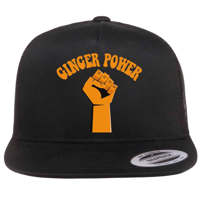 Ginger Power Funny Redhead Fist In The Air Flat Bill Trucker Hat