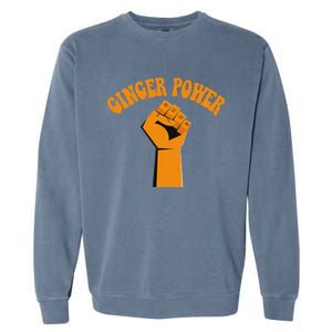 Ginger Power Funny Redhead Fist In The Air Garment-Dyed Sweatshirt