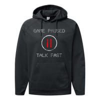 Game Paused Funny Saying Gamer Performance Fleece Hoodie