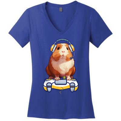 Guinea Pig Funny Video Gamer Lover Women's V-Neck T-Shirt