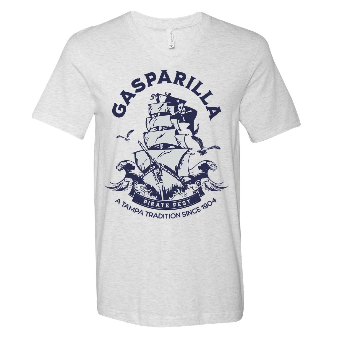 Gasparilla Pirate Fest Souvenir Pirate Ship Tampa Florida V-Neck T-Shirt