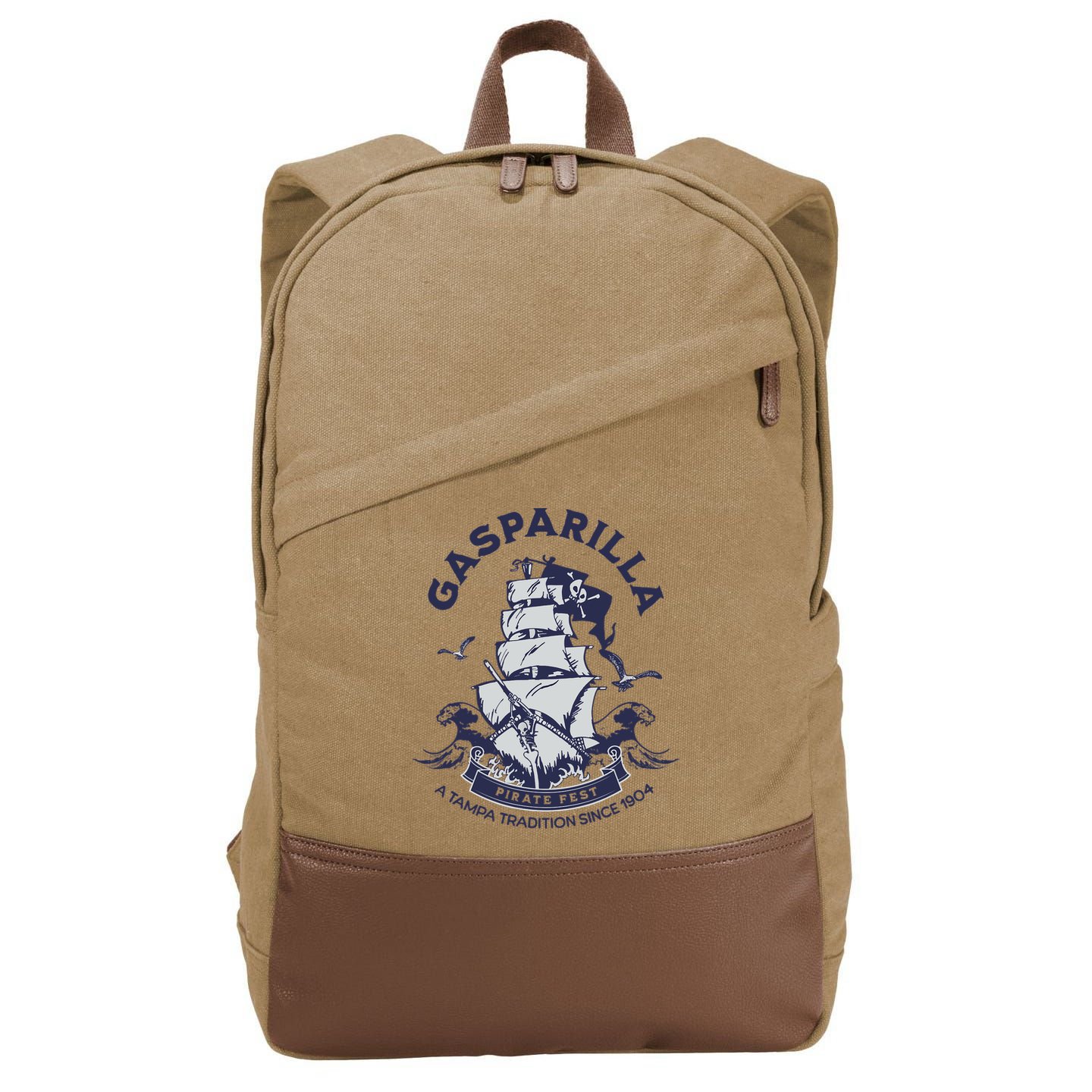 Gasparilla Pirate Fest Souvenir Pirate Ship Tampa Florida Cotton Canvas Backpack