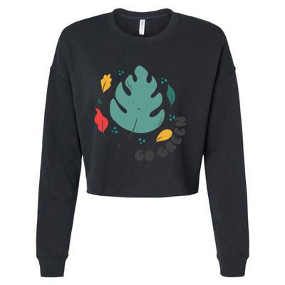 Green Plastic Free Save Earth Gift Cropped Pullover Crew