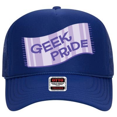 Geek Pride Funny Nerd Lilac Design For Towel Day Gift High Crown Mesh Back Trucker Hat