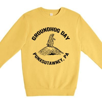 Groundhog Punxsutawney Funny Groundhog Day Shadow Gift Premium Crewneck Sweatshirt