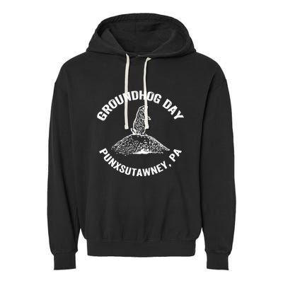 Groundhog Punxsutawney Funny Groundhog Day Shadow Gift Garment-Dyed Fleece Hoodie
