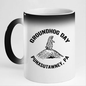 Groundhog Punxsutawney Funny Groundhog Day Shadow Gift 11oz Black Color Changing Mug