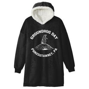 Groundhog Punxsutawney Funny Groundhog Day Shadow Gift Hooded Wearable Blanket